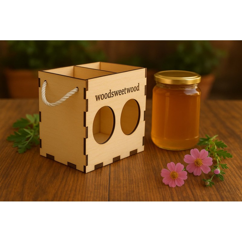 Double honey wood box by birch wood