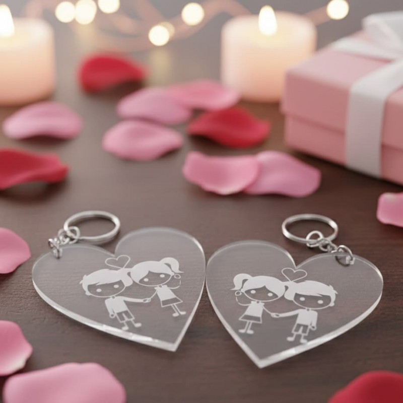 Keychain plexy glass   boy and girl