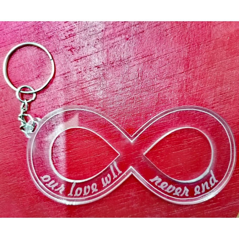 Keychain plexy glass ''Our love will never end'', plexyglass gifts, tourism greece gifts, valentines day Keychain plexy glass Our love will never end