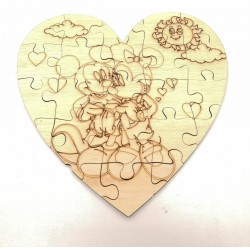 Mickey and Mini HEART wooden puzzle
