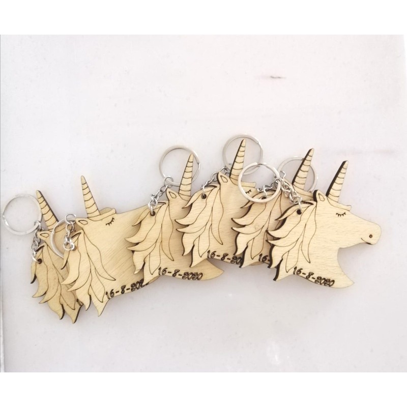 Unicorn wooden keychain