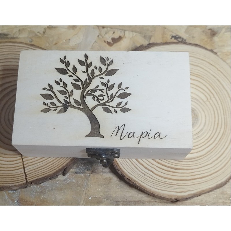 wooden box tree of life and name