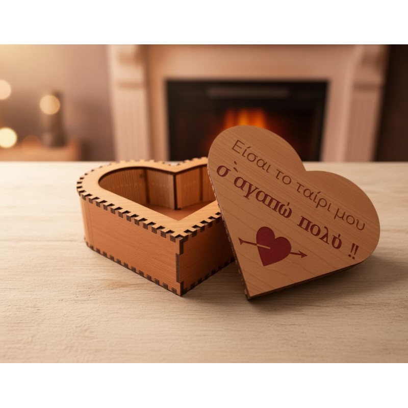 Wooden heart box by carbon wood