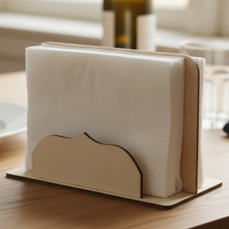 wooden birch holder salt pepper and napkins with engrave Wooden holder for salt pepper and napinks with engrave