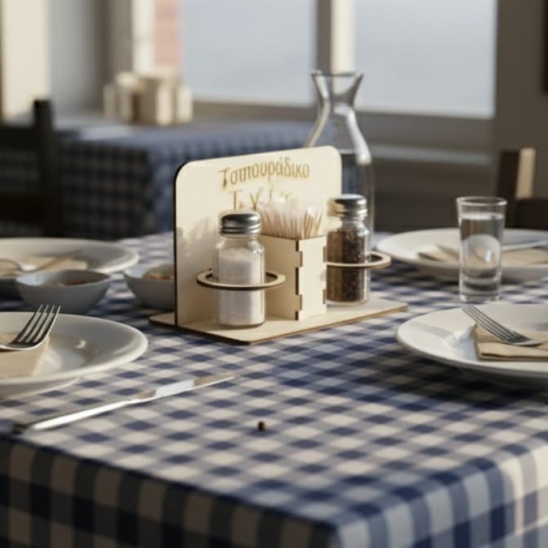 wooden birch holder salt pepper and napkins with engrave Wooden holder for salt pepper and napinks with engrave
