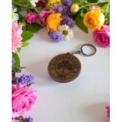 Wooden Keychain "Panathinaikos" with Clover – Handmade Fan Gift
