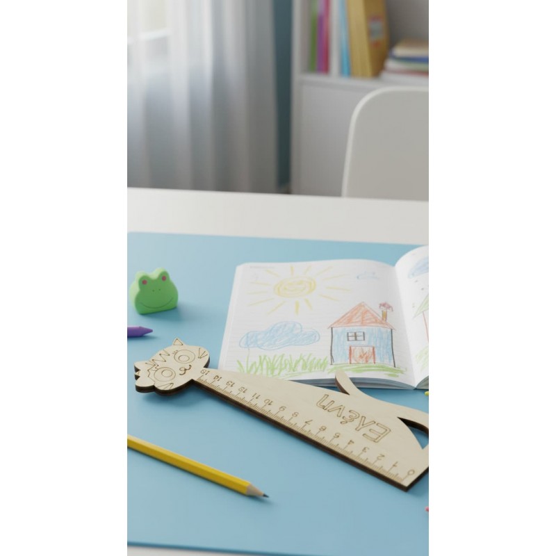 Wooden rulers with fufure s,wooden crafts, school gifts, tourism gifts Wooden rulers with kitty by birch wood