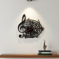 Wooden wall clock Music theme, eco paint 