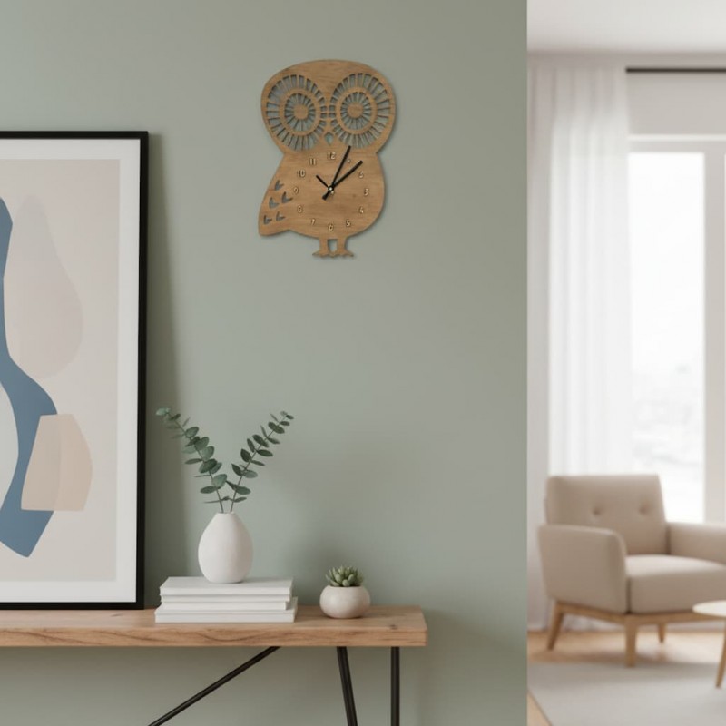 Wooden wall clock by birch wood
