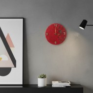 Wooden wall clock  red floral and glitter