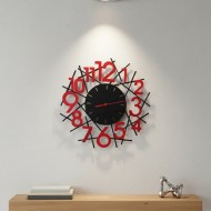 wooden wall clock with red numbers