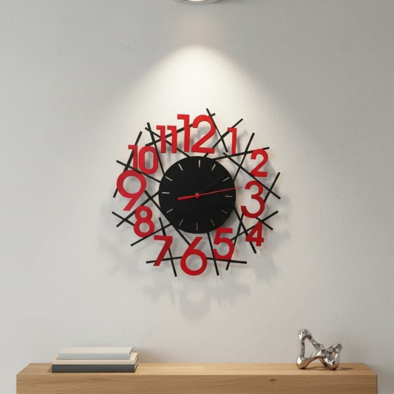wooden wall clock red numbers