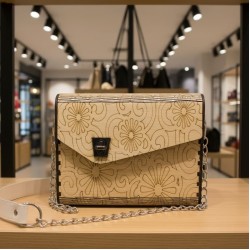 Wooden bag ANNIE MOTIF WHITE FLOWER Wooden bag ANNIE MOTIF WHITE FLOWER