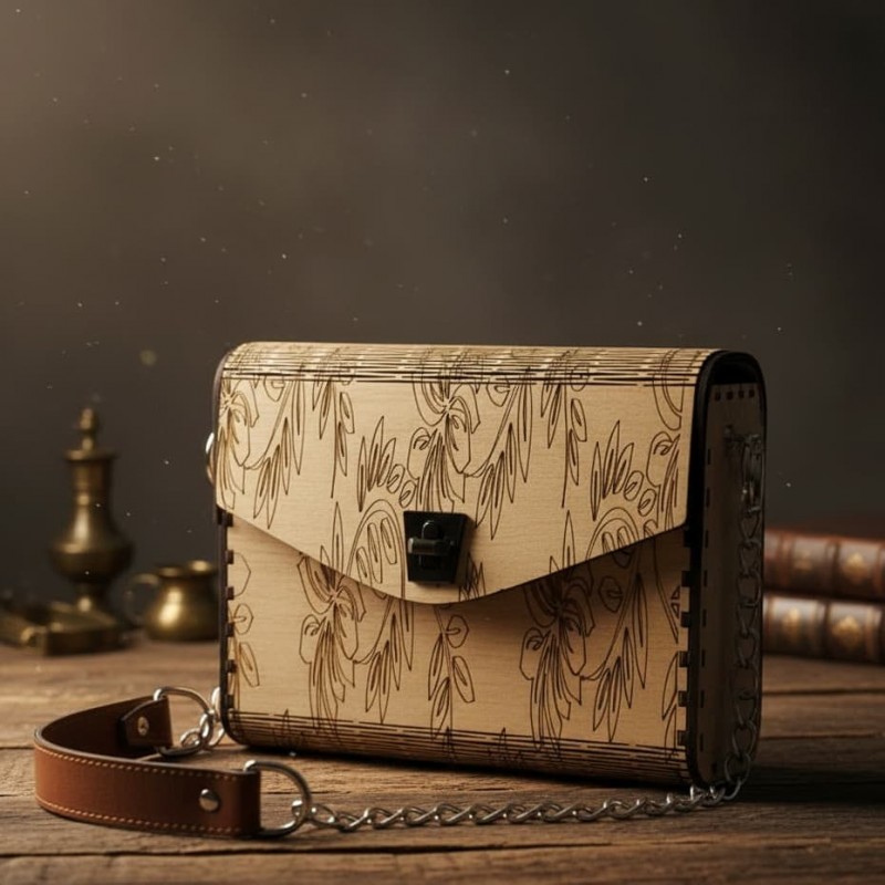 WOODEN BAG ANNIE MOTIF flower