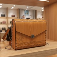 WOODEN BAG ANNIE TABAC MOTIF