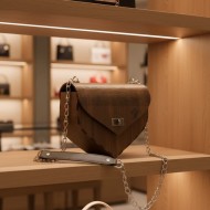WOODEN BAG HEART BROWN