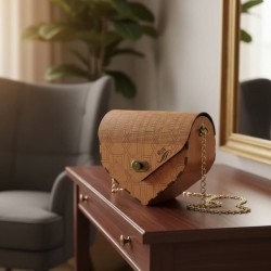 WOODEN BAG HEART TABAC WOODEN BAG HEART TABAC