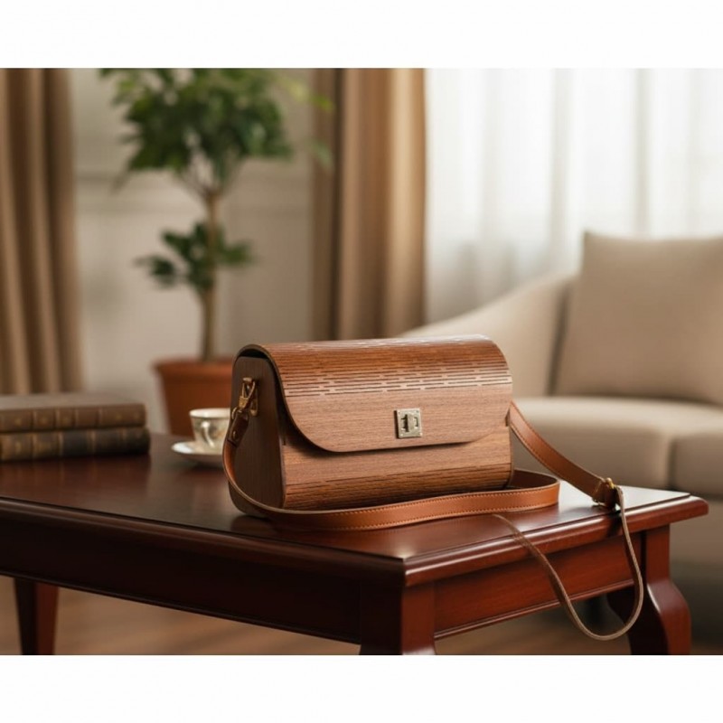 Wooden bag MAJOR brown middle size Bag by wood brown colour