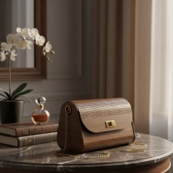 WOODEN BAG MIDDLE BROWN WOODEN BAG MIDDLE BROWN