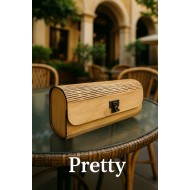 Wooden bag PRETTY No 1, 3 colour to choose, leathery inlay
