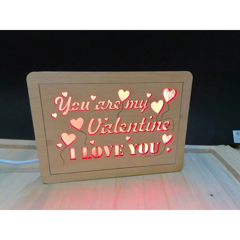 Romantic Valentine’s Wooden LED Light – You Are My Valentine Wooden Valentine’s Day LED Gift – You Are My Valentine – I Love You