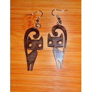 Wooden earrings cat shape