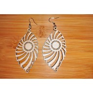 Wooden earrings leaf shape