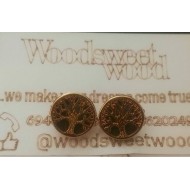 Wooden earrings mini with tree of life element
