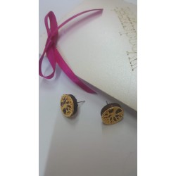 Wooden earrings mini with tree of life element Wooden earrings mini with tree of life element