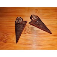 Wooden earrings triangle with metal element Wooden earrings triangle with metal element