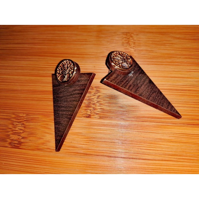 Wooden earrings, triangle, metalelement, gifts ,tourism, sales, for you Wooden earrings