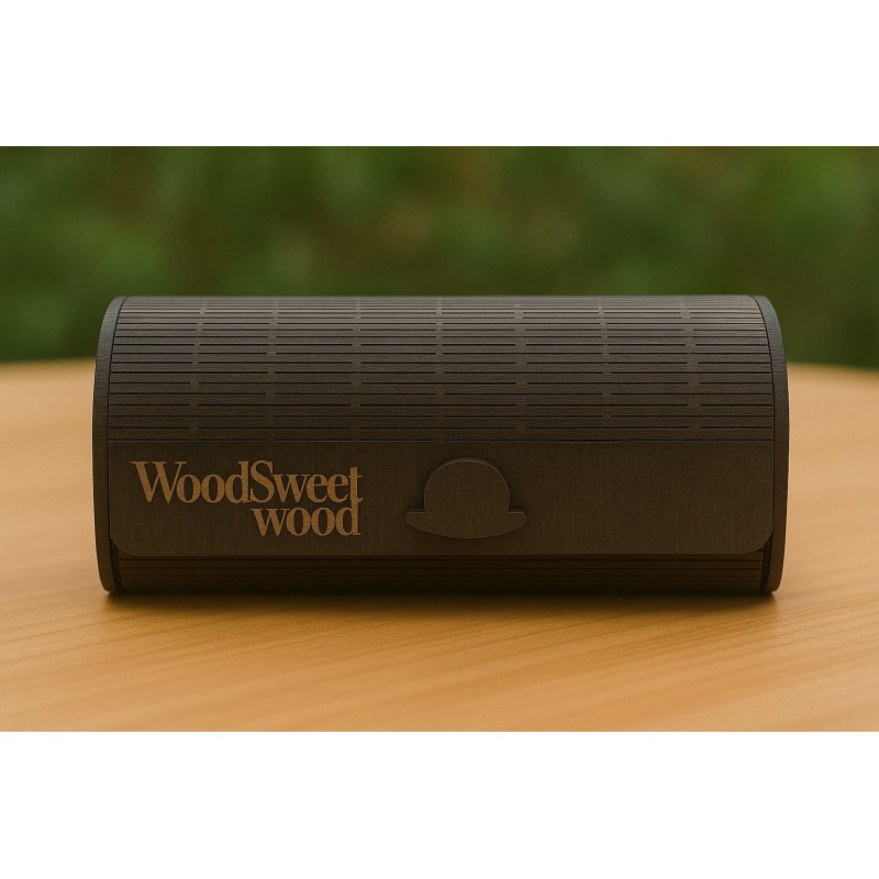 Woodsweetwood – Ξύλινη θήκη γυαλιών με επένδυση Ξύλινη θήκη γυαλιών με δερμάτινη επένδυση – Σκούρα απόχρωση