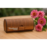 Wooden glasses case with leathery inlay, in tabac colour