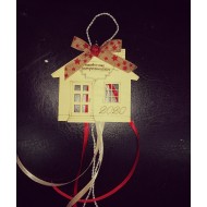 Wooden house ornament decorated